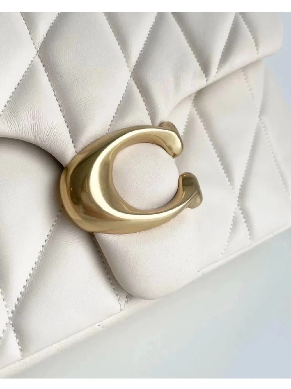 Coach Tabby 26 Quilted Shoulder Bag in Chalk with Brass Hardware